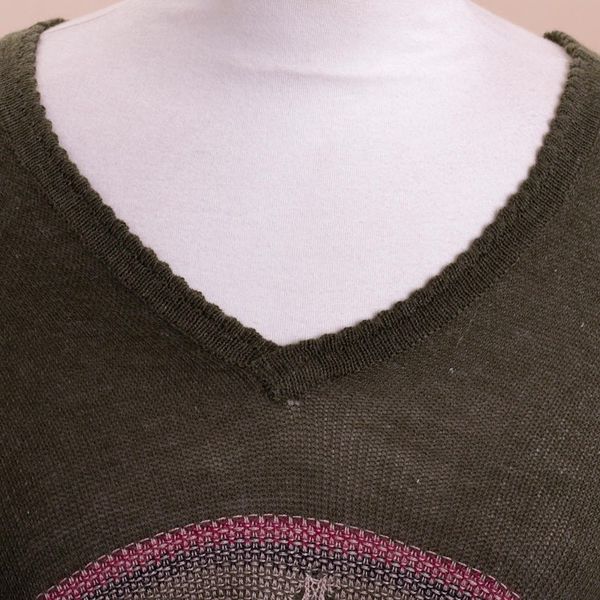 Alternate image for Geometric Cotton Blend Poncho in Olive from Peru Olive Andes