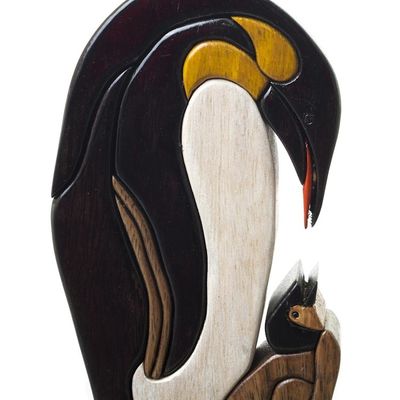 Alternate image for Penguin Ishpingo Wood Sculpture Carving from Peru Mother Penguin
