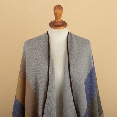 Alternate image for Multicolored Striped Ruana Woven from 100 Baby Alpaca Seasons