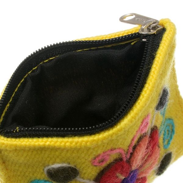 Alternate image for Embroidered Floral Maize Alpaca Blend Coin Purse from Peru Maize Flower
