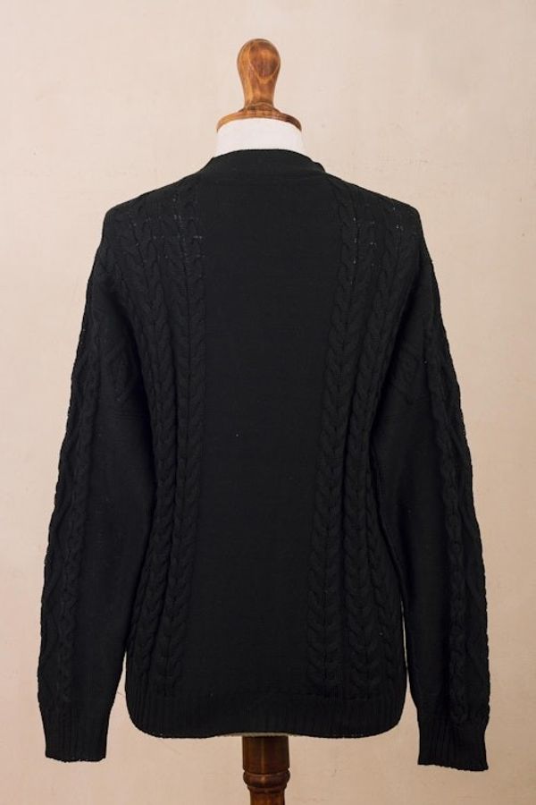 Alternate image for Eco Friendly Black Cable Knit Open Front Cardigan Black Cable Classic