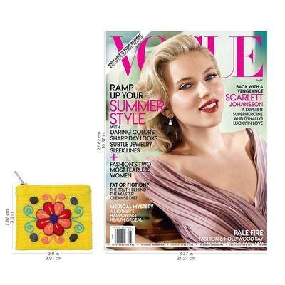 Alternate image for Embroidered Floral Maize Alpaca Blend Coin Purse from Peru Maize Flower