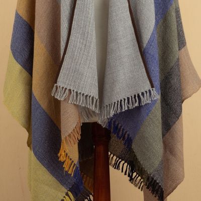 Alternate image for Multicolored Striped Ruana Woven from 100 Baby Alpaca Seasons