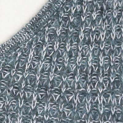 Alternate image for Azure Blue Baby Alpaca Blend Long Sleeve V-Neck Knit Sweater Mesa Mist