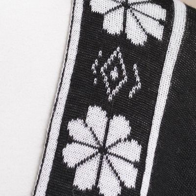 Alternate image for Reversible Alpaca Blend Ruana in Black and White from Peru Inca Garden in Black