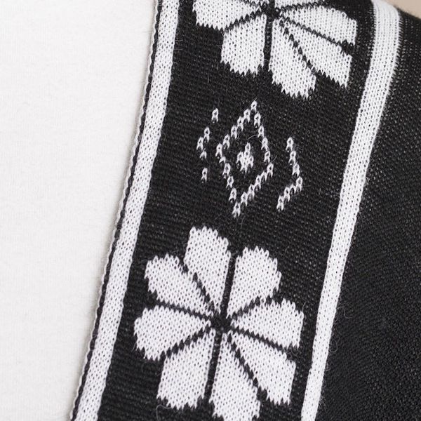 Alternate image for Reversible Alpaca Blend Ruana in Black and White from Peru Inca Garden in Black
