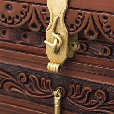 Alternate image for Leather and Wood Wood Jewelry Box with Bird Motifs Paradise Memories