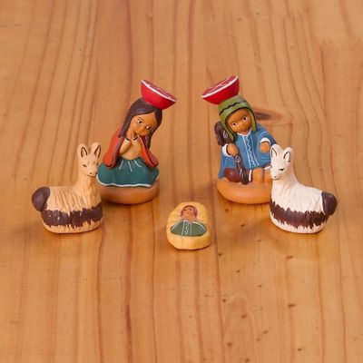 Alternate image for Hand-Painted Ceramic Andean Nativity Scene from Peru Cuzco Birth