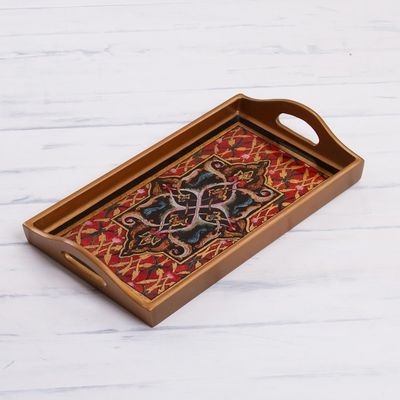 Alternate image for Floral Motif Reverse Painted Glass Tray from Peru Floral Connection