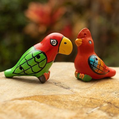 Alternate image for Handmade Animal Themed Ceramic Ocarinas from Peru 2 Pieces Songs with Friends