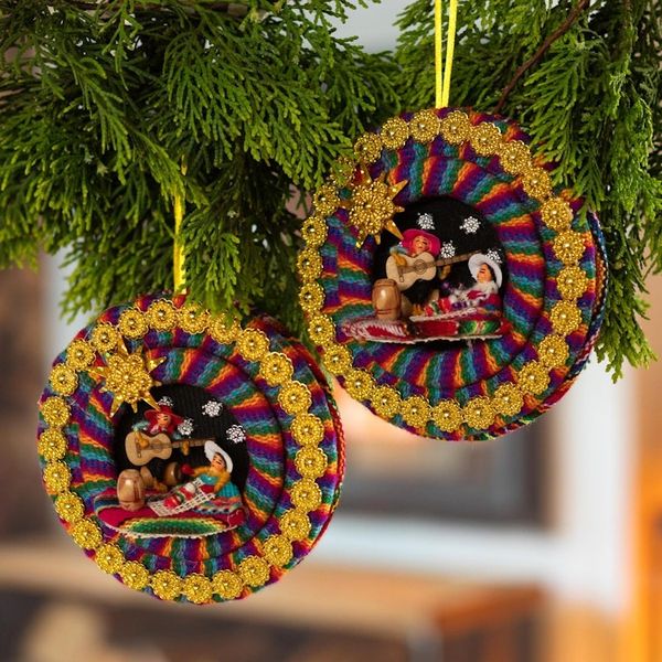 Alternate image for Colorful Fabric Nativity Ornaments Pair Lullaby in the Andes