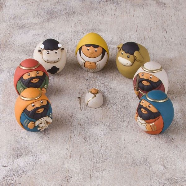 Alternate image for 7 Piece Egg-Shaped Diminutive Ceramic Nativity Scene Christmas Egg-citement