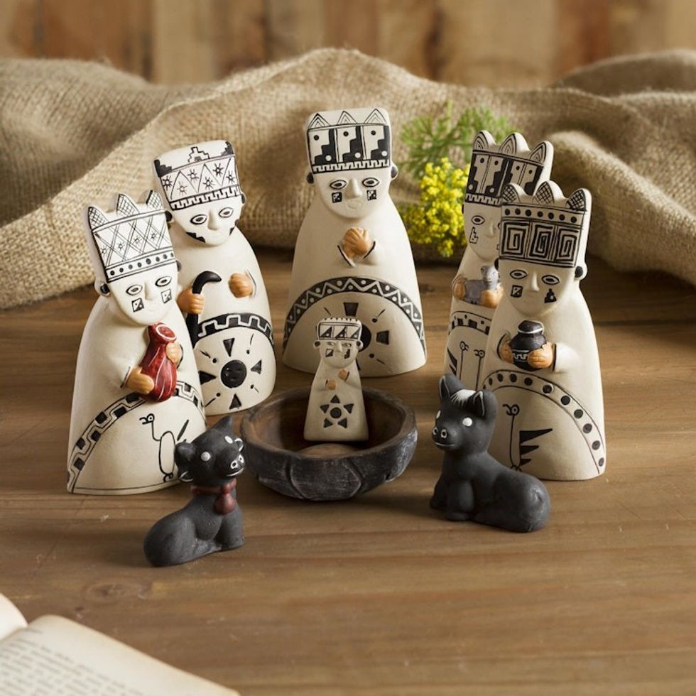 Christmas Ceramic Nativity Scene from Peru 'Born to the Amazons'