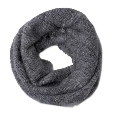 Alternate image for Knit 100 Alpaca Neck Warmer in Smoke from Peru Natural Smoke