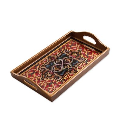 Alternate image for Floral Motif Reverse Painted Glass Tray from Peru Floral Connection