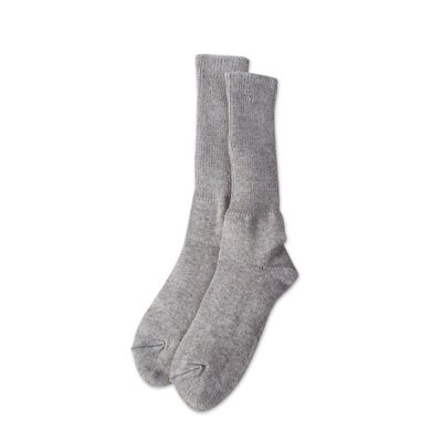 Alternate image for Light Grey Baby Alpaca Blend Socks with Copper Fiber Light Grey Comfort