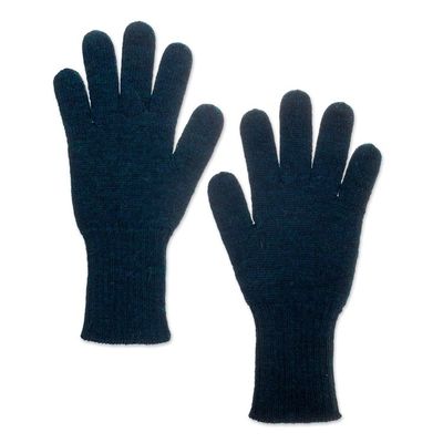Alternate image for Knit Reversible Baby Alpaca Gloves in Indigo and Peacock Peacock Trends