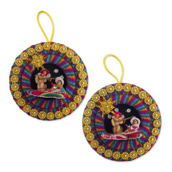 Alternate image for Colorful Fabric Nativity Ornaments Pair Lullaby in the Andes