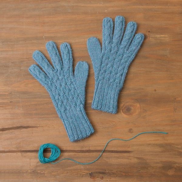 Alternate image for 100 Alpaca Knit Gloves in Light Azure from Peru Winter Delight in Light Azure
