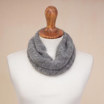 Alternate image for Knit 100 Alpaca Neck Warmer in Smoke from Peru Natural Smoke