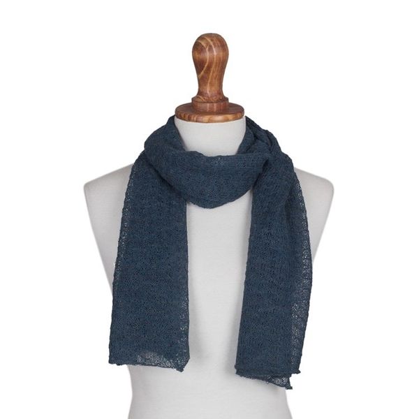 Alternate image for Textured 100 Baby Alpaca Wrap Scarf in Teal from Peru Teal Gossamer