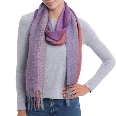 Alternate image for Hand Woven Striped Alpaca Blend Wrap Scarf from Peru Alluring Grace