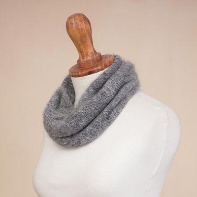 Alternate image for Knit 100 Alpaca Neck Warmer in Smoke from Peru Natural Smoke