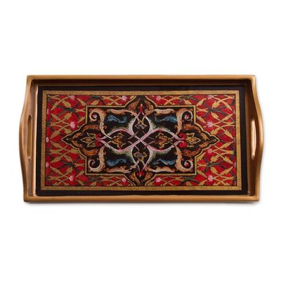 Alternate image for Floral Motif Reverse Painted Glass Tray from Peru Floral Connection