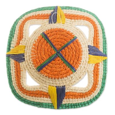 Alternate image for Handwoven Chambira Tree Fiber Decorative Basket from Peru Jungle Compass