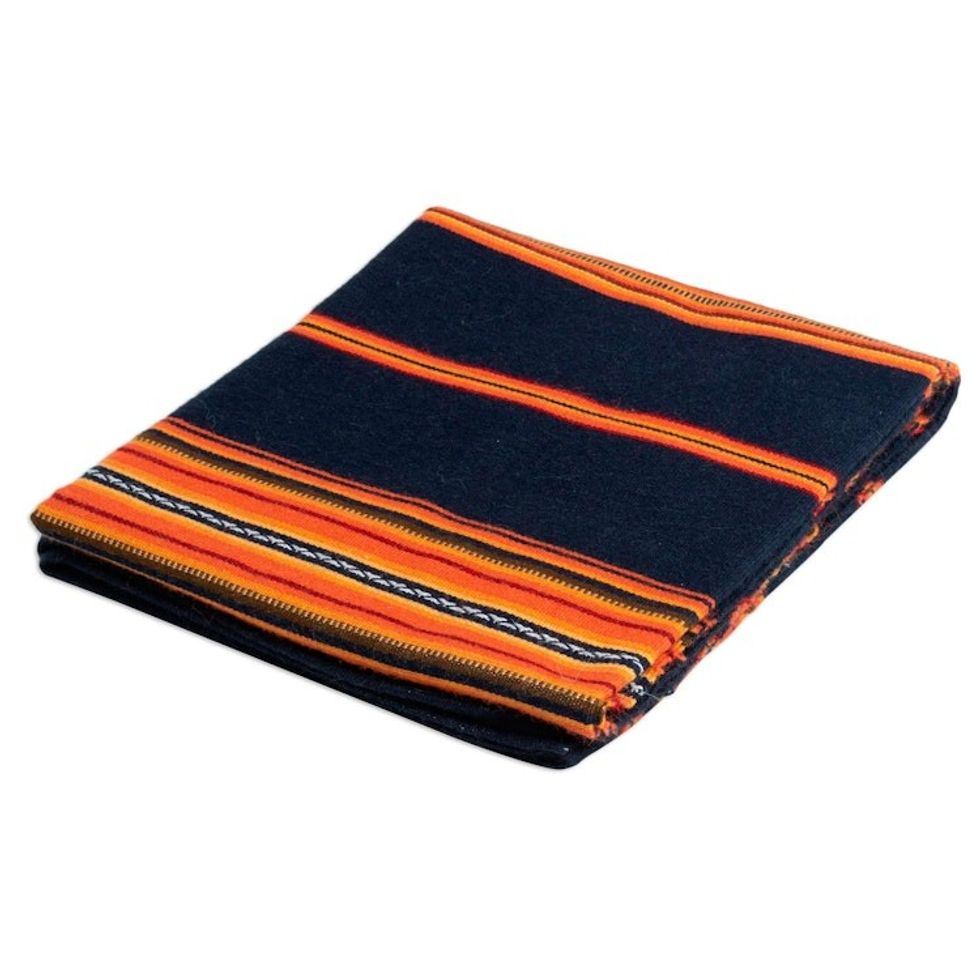 Handwoven Alpaca Blend Throw in Midnight and Sunrise 'Inca Comfort'