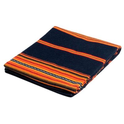 Alternate image for Handwoven Alpaca Blend Throw in Midnight and Sunrise Inca Comfort