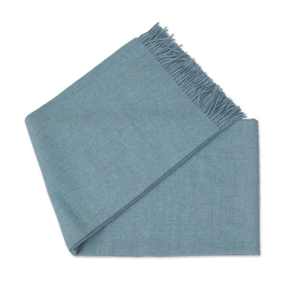 Alternate image for 100 Baby Alpaca Throw Blanket in Solid Aqua from Peru Blissful Dream in Aqua