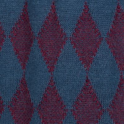 Alternate image for Mens Alpaca Blend Scarf in Teal and Cherry from Peru Diamond Sophistication