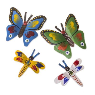 Alternate image for Colorful Metal Butterfly and Dragonfly Magnets Set of 4 Butterflies and Dragonflies