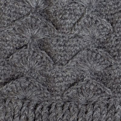 Alternate image for Cable Knit Grey 100 Alpaca Hat from Peru Grey Scallops