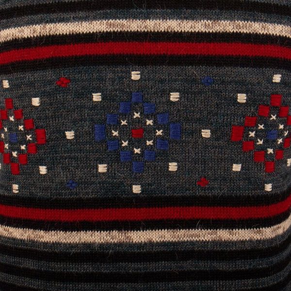 Alternate image for 100 Alpaca Mens Pullover with Hand-Embroidered Motifs Lines  Stitches
