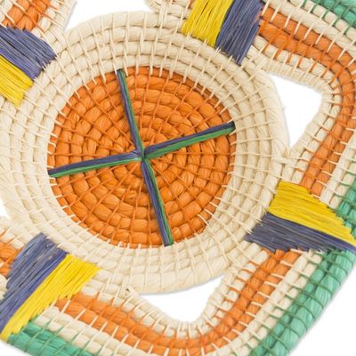Alternate image for Handwoven Chambira Tree Fiber Decorative Basket from Peru Jungle Compass