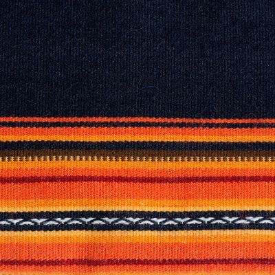 Alternate image for Handwoven Alpaca Blend Throw in Midnight and Sunrise Inca Comfort