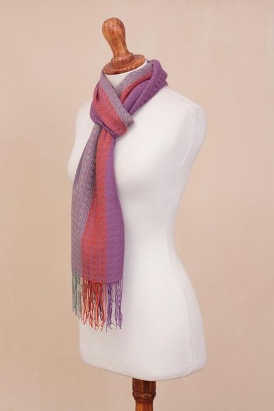 Alternate image for Hand Woven Striped Alpaca Blend Wrap Scarf from Peru Alluring Grace