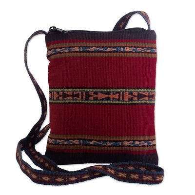 Alternate image for Hand Loomed Alpaca Shoulder Sling Bag Cusco Glyphs
