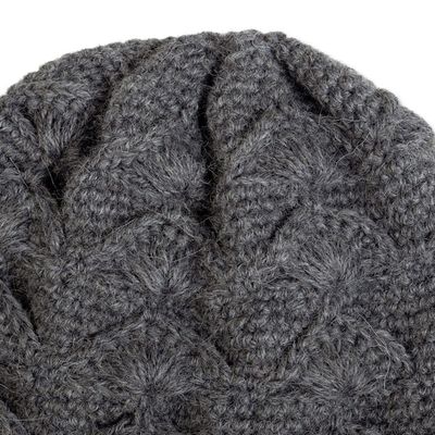 Alternate image for Cable Knit Grey 100 Alpaca Hat from Peru Grey Scallops