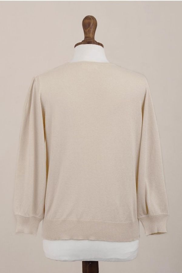 Alternate image for Knit Cotton Blend Pullover in Beige from Peru Champagne Spring
