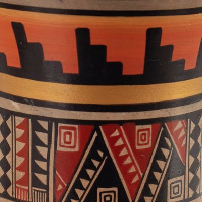 Alternate image for Kero-Shaped Geometric Ceramic Decorative Vase in Warm Hues Ayar Auca