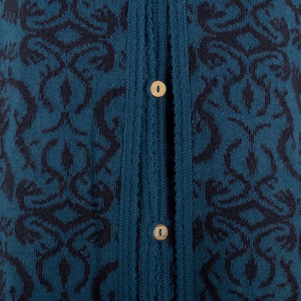 Alternate image for Unique Womens Alpaca Wool Blend Patterned Poncho Peruvian Wildflower in Blue