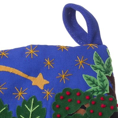 Alternate image for Traditional Arpillera Cotton Blend Patchwork Stocking Peruvian Jungle