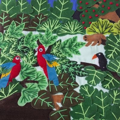 Alternate image for Traditional Arpillera Cotton Blend Patchwork Stocking Peruvian Jungle