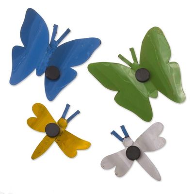 Alternate image for Colorful Metal Butterfly and Dragonfly Magnets Set of 4 Butterflies and Dragonflies