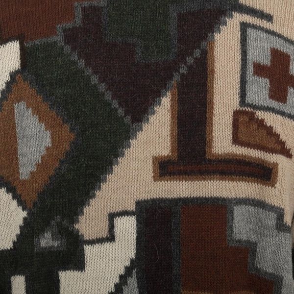 Alternate image for Mens 100 Alpaca Geometric Patterned Cardigan from Peru Inca Construction
