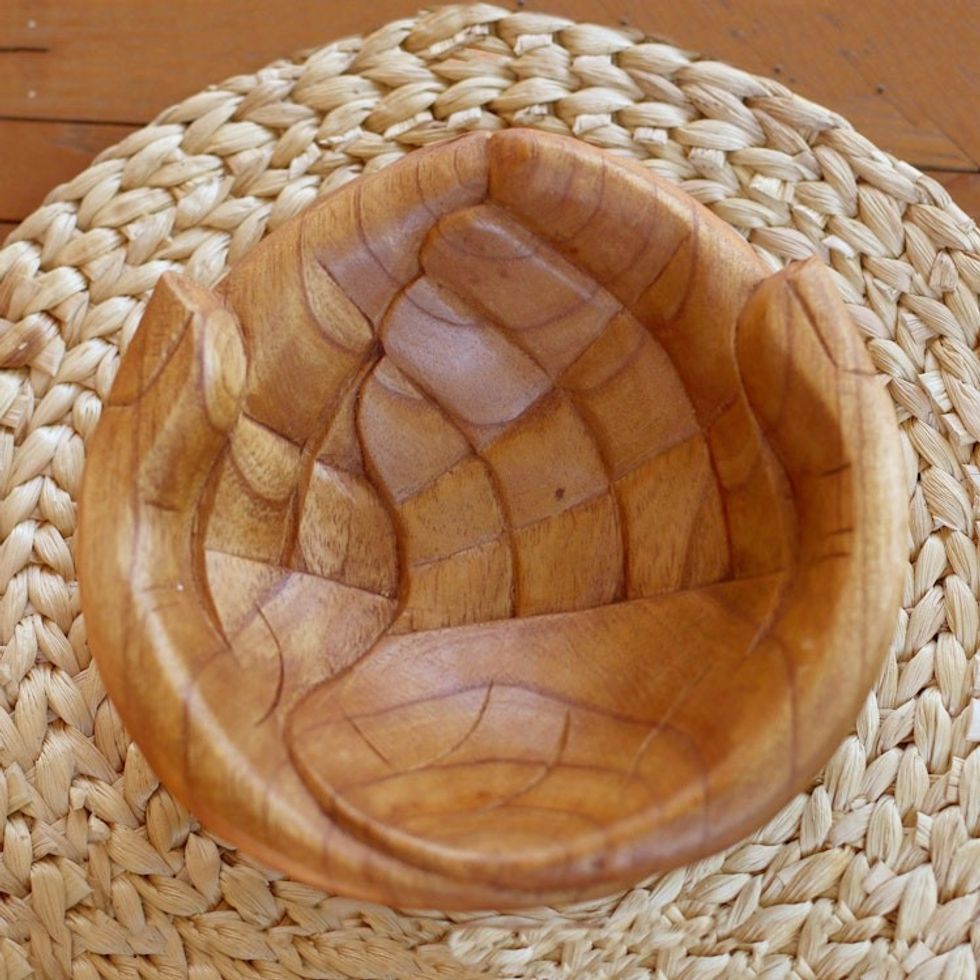 Hand Carved Wood Catchall 'Welcoming Hands'