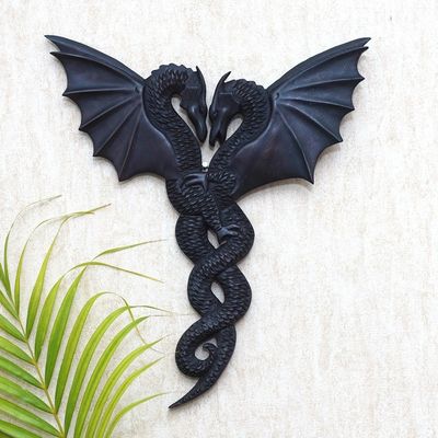 Alternate image for Suar Wood Dragon Relief Panel Entwined